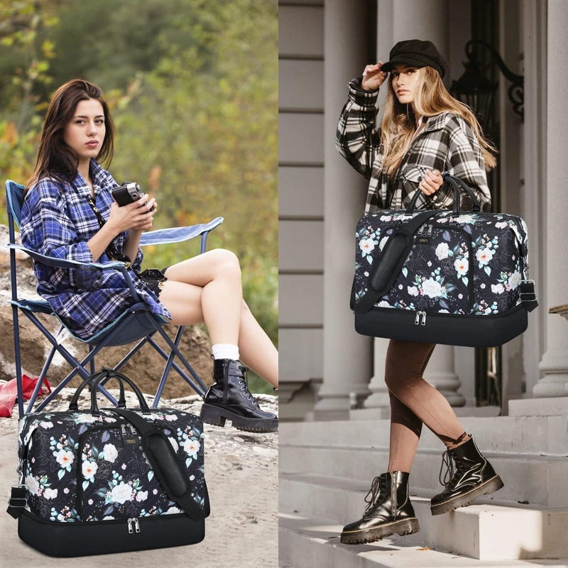 TIBES Travel Weekender Bag for Women, Overnight Bag with Shoe Compartment Oversized Travel Duffel Bag Carry On Tote 21" - Image 2